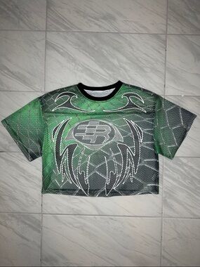 Green Graphic Crop Top Kids Shirt